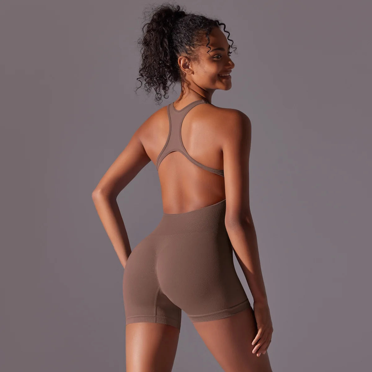 Diva® Curve Back Seamless Yoga Jumpsuit - Icy queens